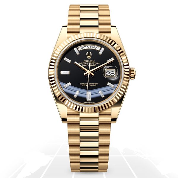 Rolex	Day-Date 40 "Onyx Baguette" 228238