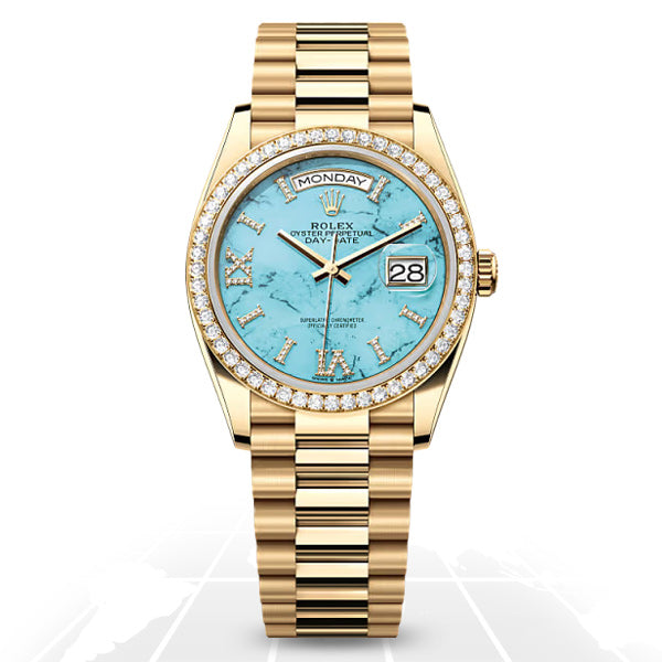 Rolex	Day-Date 36 "Turquoise"	128348RBR