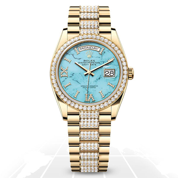 Rolex	Day-Date 36 "Turquoise"	128348RBR